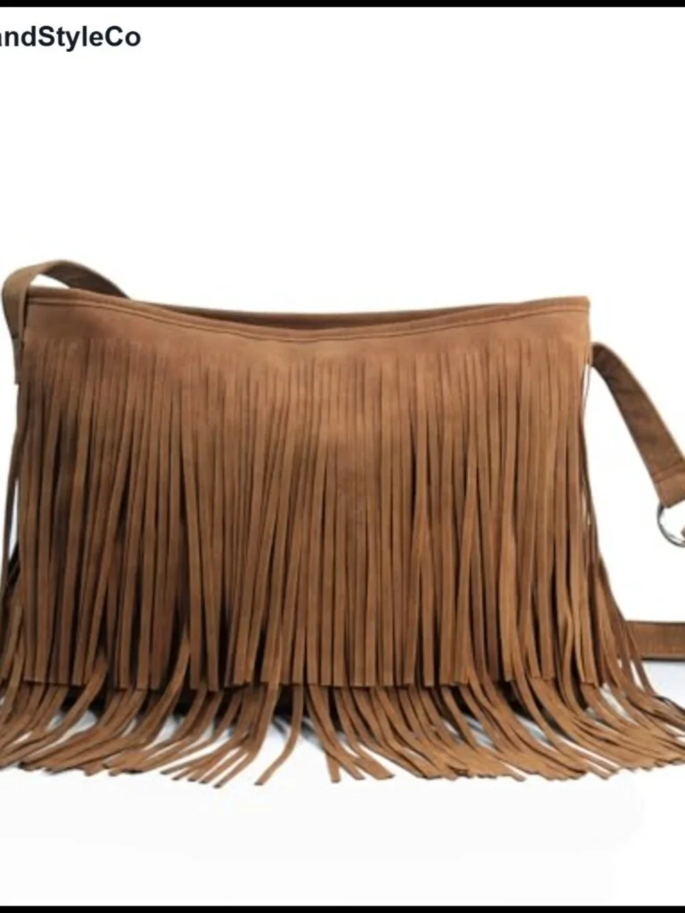 Faux Suede Leather Hobo Crossbody Bag with Tassel - Adjustable Strap